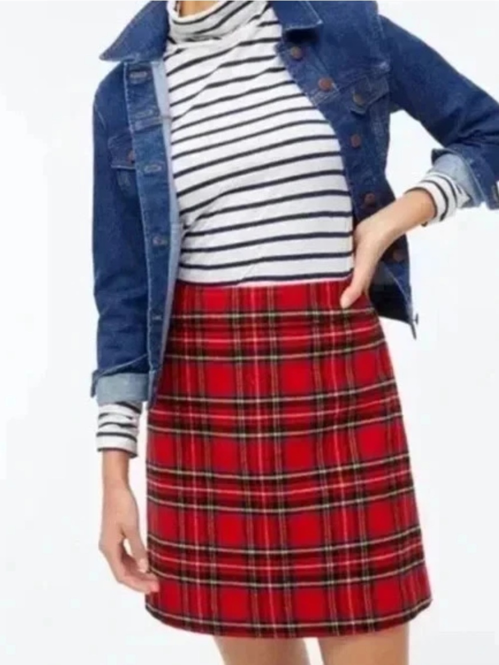J . Crew womens size 2 red plaid wool tartan a line mini skirt